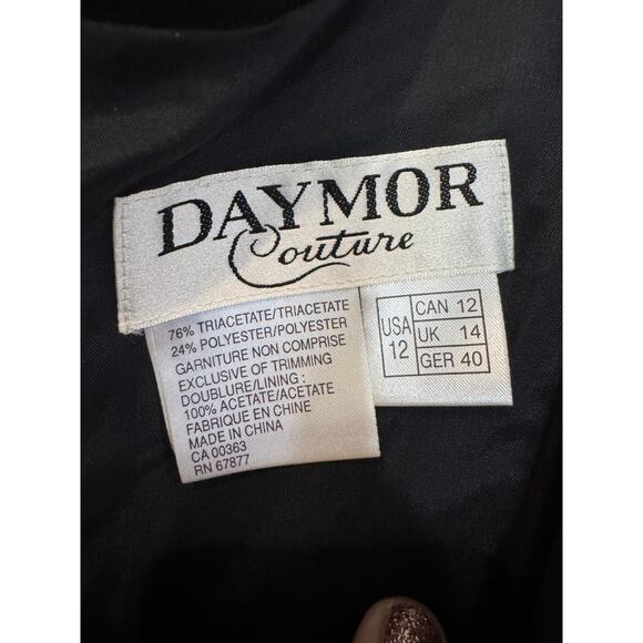 Vintage Daymor Couture Black Dress Suit Silver Embellished Evening Party - Picture 8 of 11